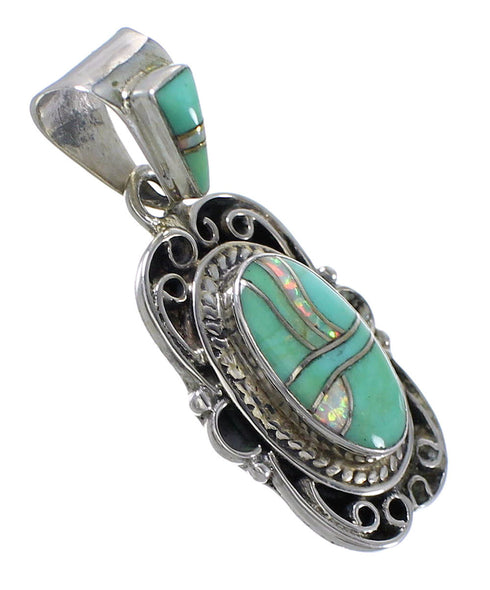 Opal Turquoise Sterling Silver Southwestern Pendant YX76012